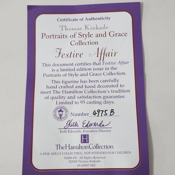 2/$50 Thomas Kinkade Festive Affair Figurine 4975B Hamilton Collection Sculpture - Picture 8 of 9